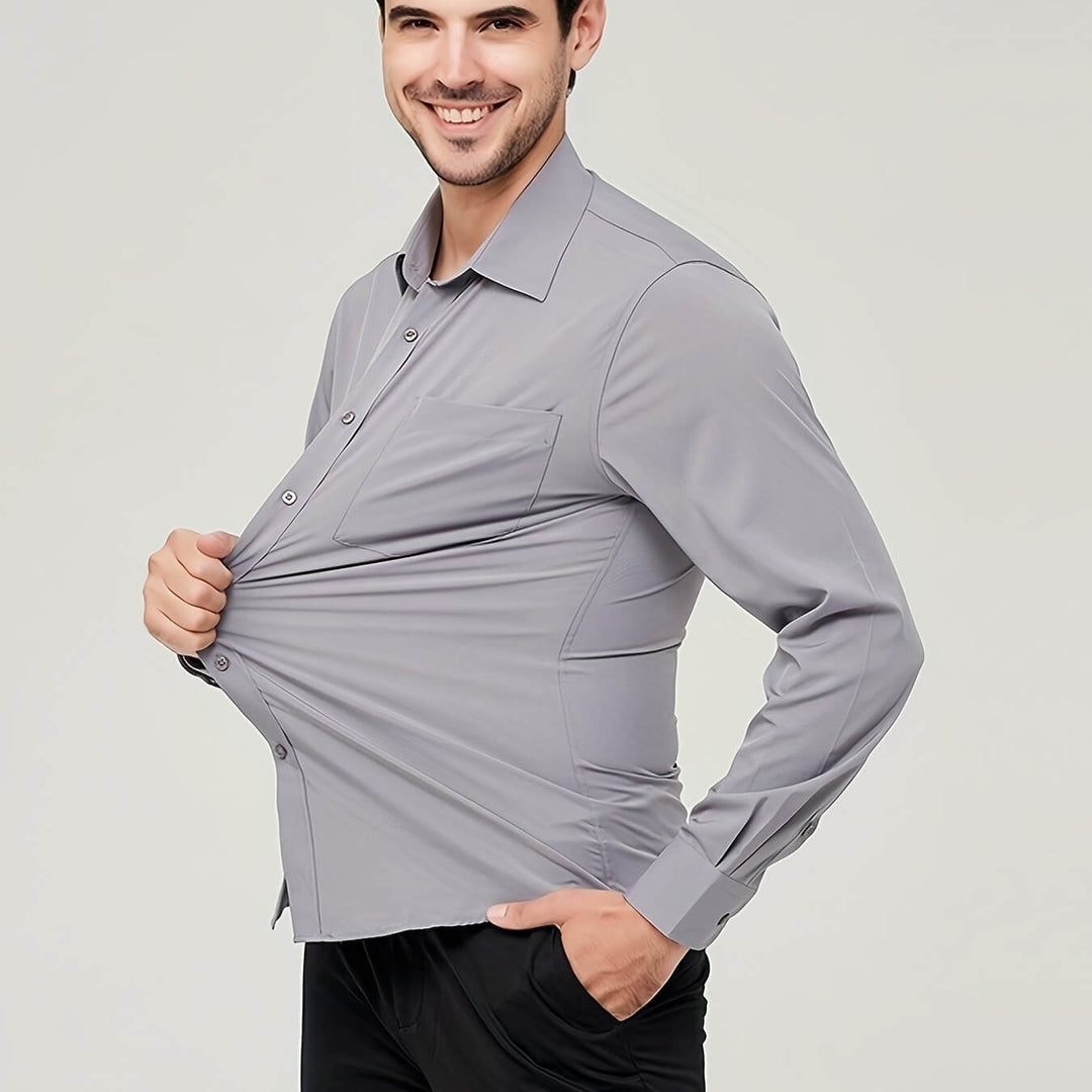 Men's Long-Sleeve Cotton Shirt: Modern Fit Dress Shirt