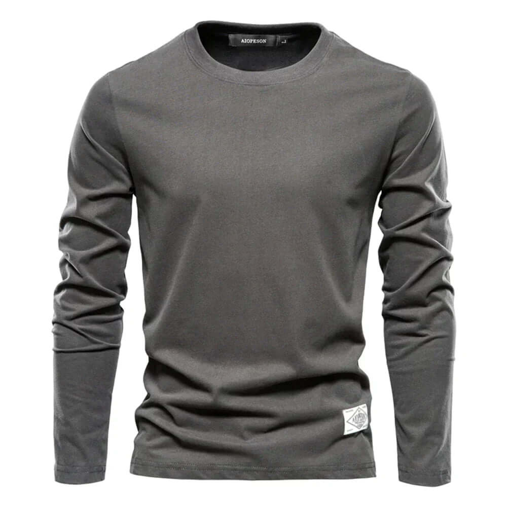 Men's Long-Sleeve Casual Crewneck T-Shirt: Relaxed Fit Tee