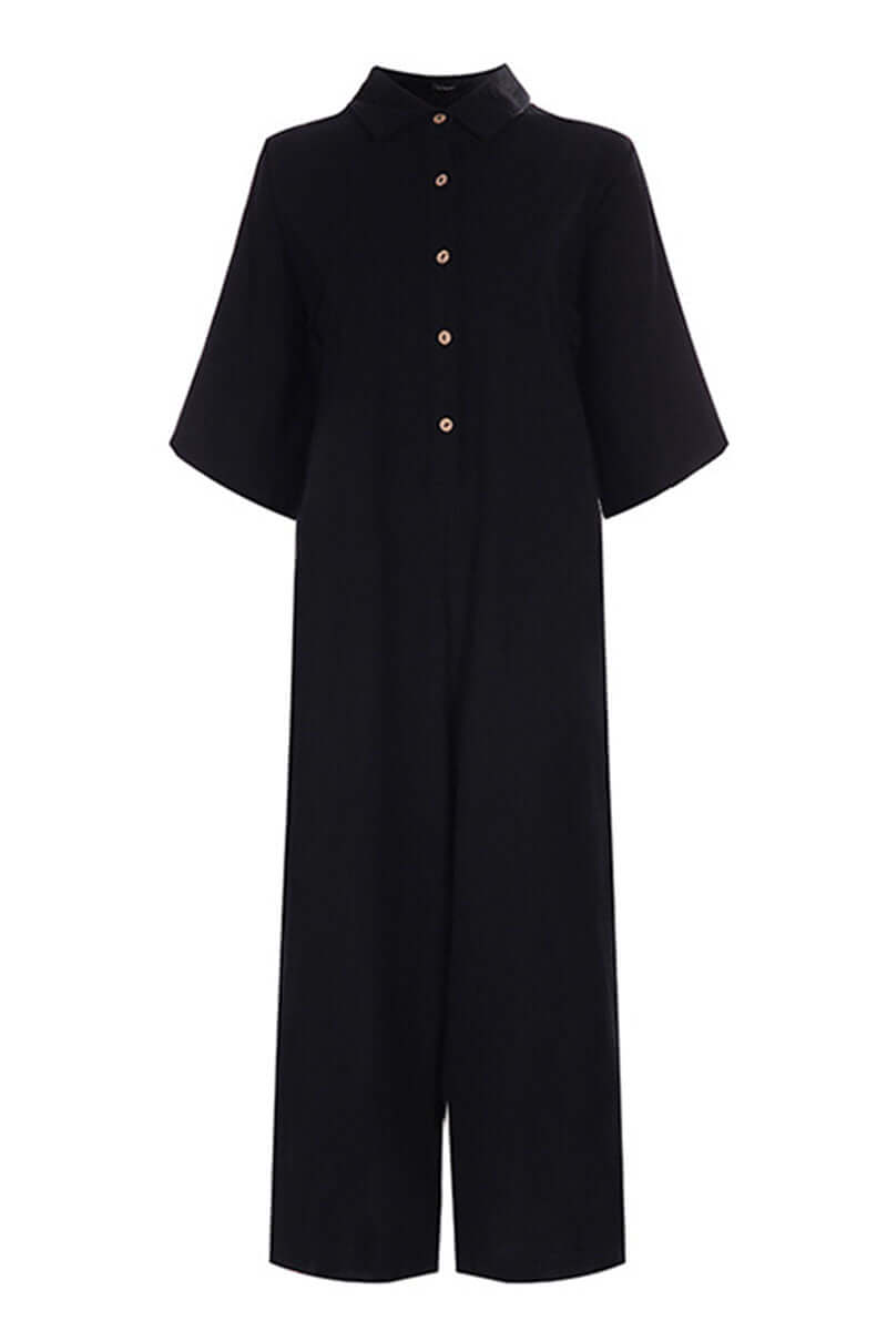 Women's Relaxed Fit Notch Collar Jumpsuit
