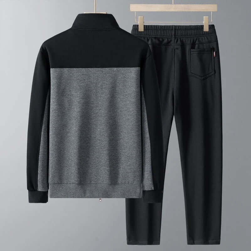 Men's Casual Two-Piece Cardigan Set with Standing Collar
