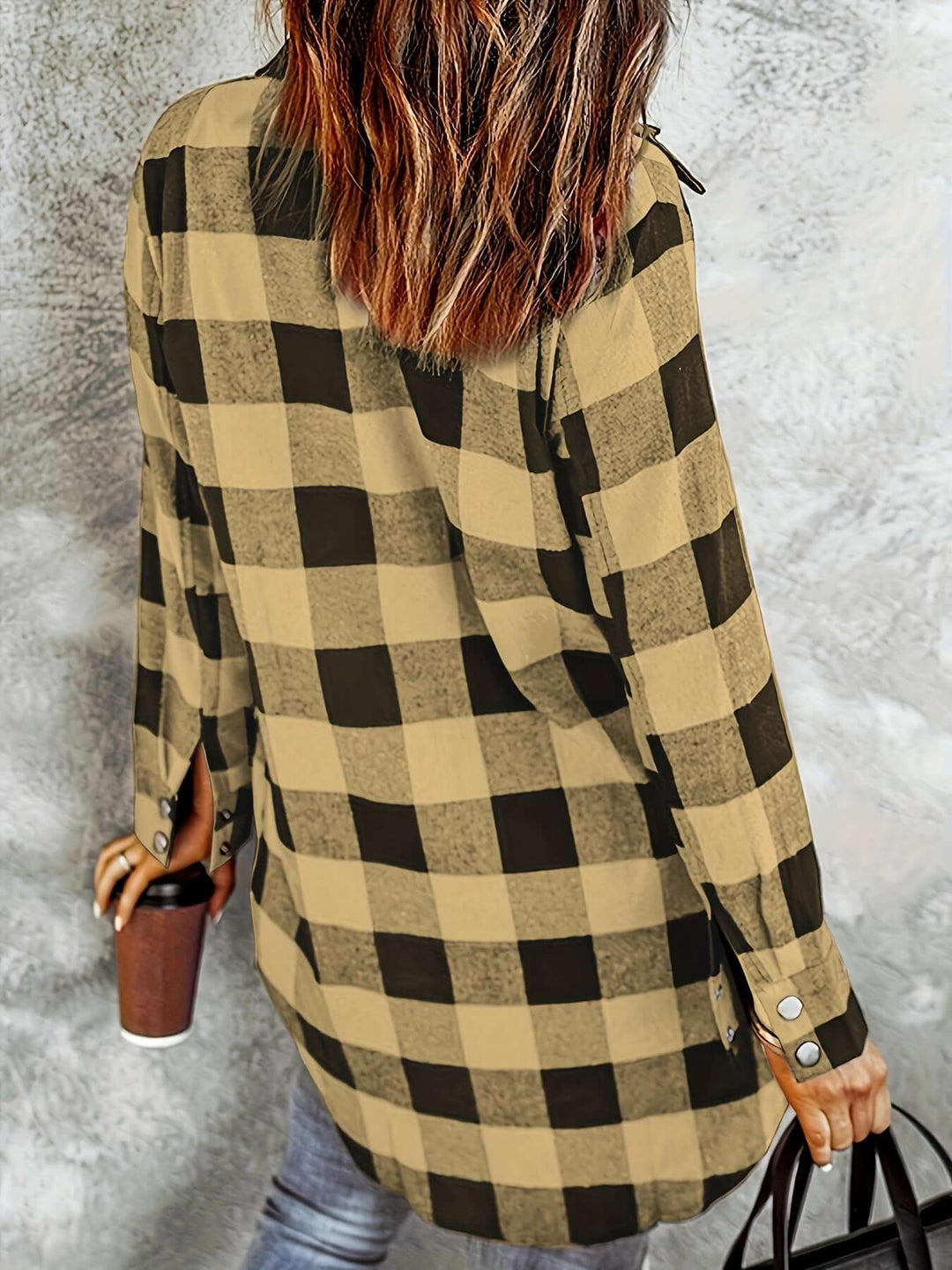 Women's Long Sleeve Plaid Shirt: Relaxed Fit Button-Up Top
