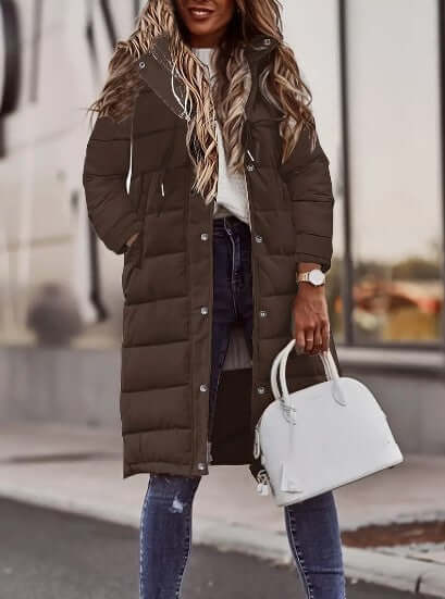 Women's Long Padded Winter Coat with Hood