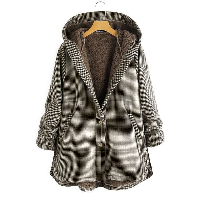 Women's Checked Hooded Coat
