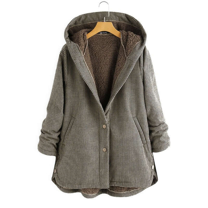 Women's Checked Hooded Coat