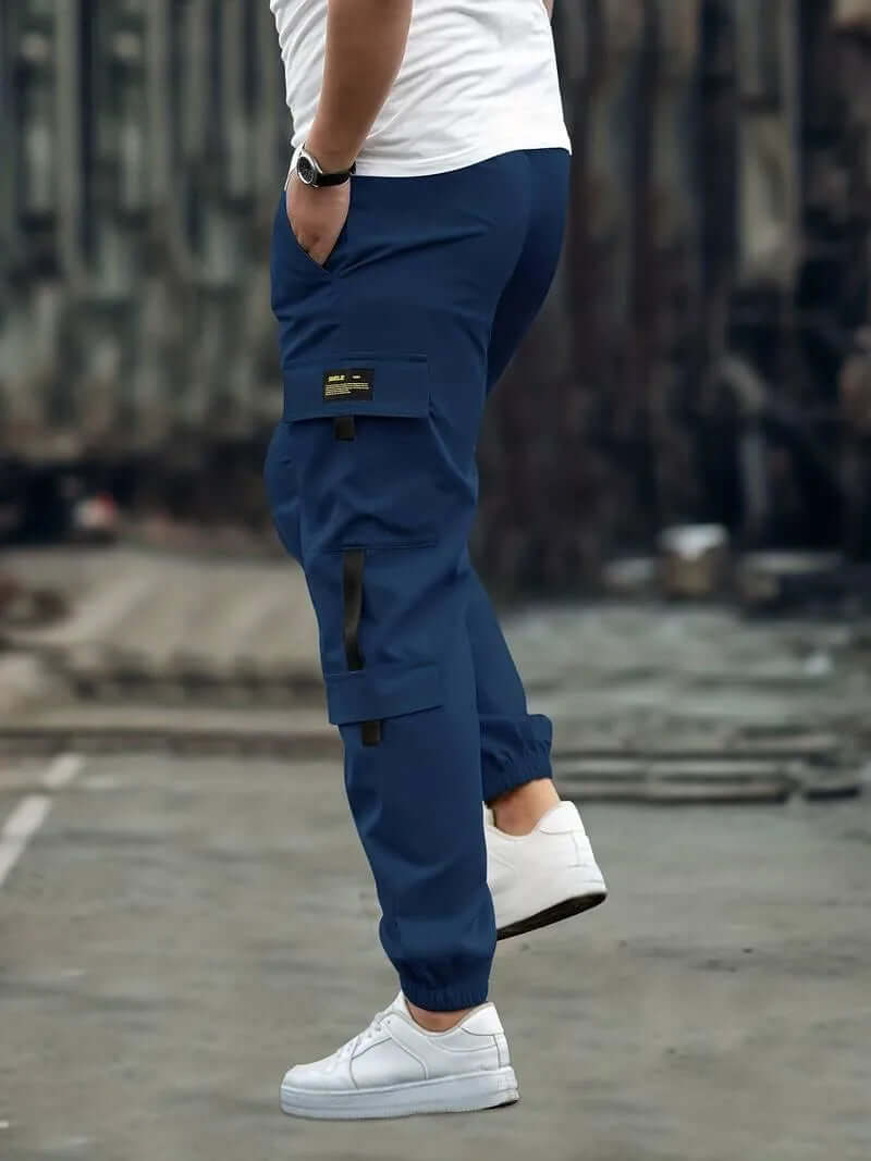 Men's Relaxed Fit Cargo Joggers with Multiple Pockets