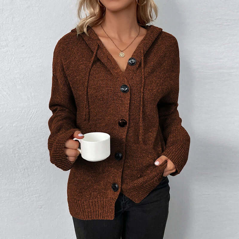 Women's Hooded Knitted Cardigan - Cozy & Warm