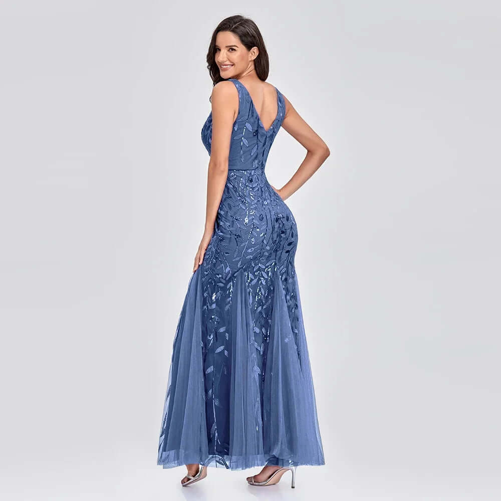 Elegant Floor-Length Sequin Evening Gown