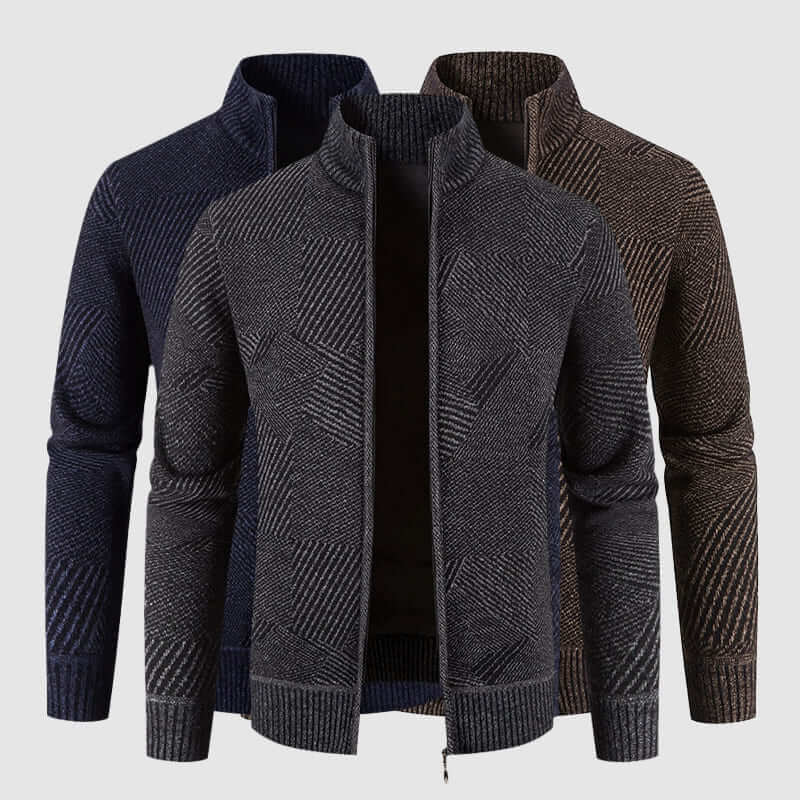 Men's Geometric Knit Cardigan Jacket