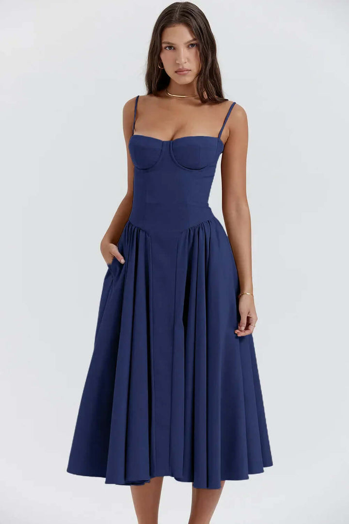 Women's Sleeveless Corset Midi Dress
