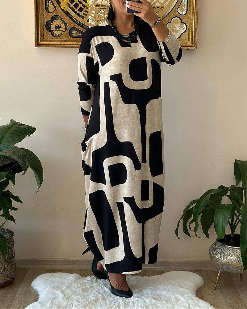 Women's Printed Long Sleeve Dress