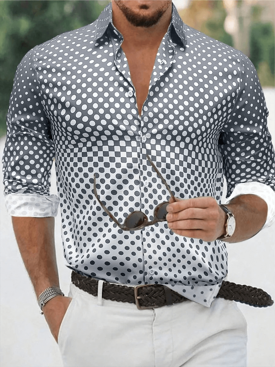 Men's Gradient Slim Fit Long-Sleeve Shirt