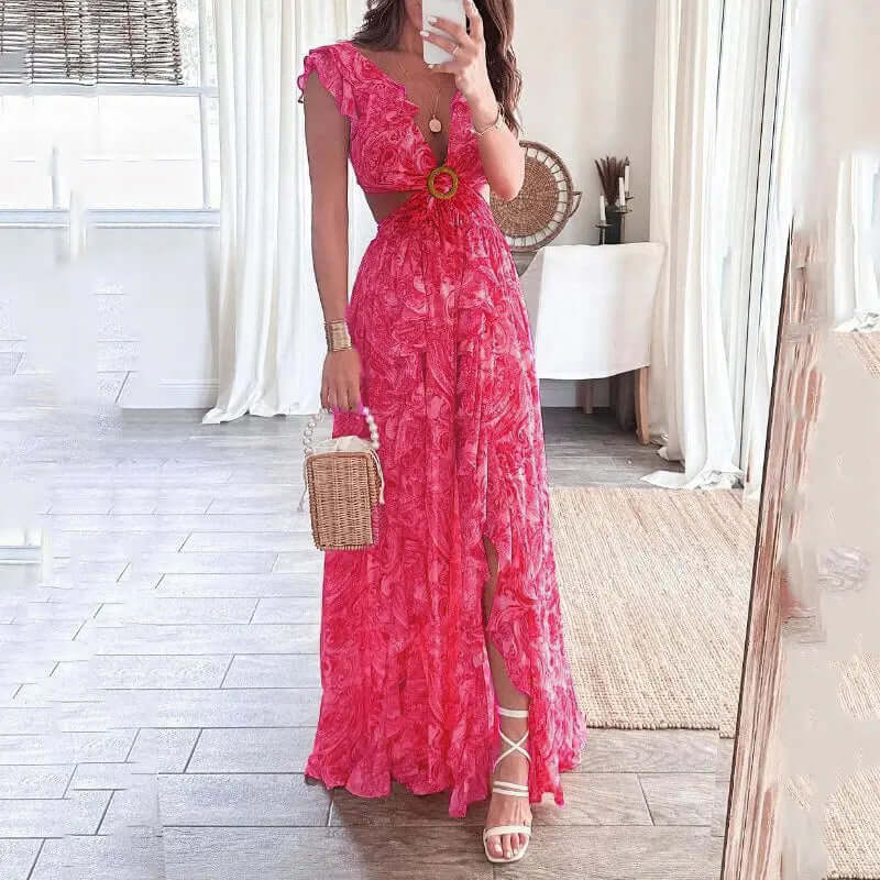 Floral V-Neck Dress: Summer Women's Dress