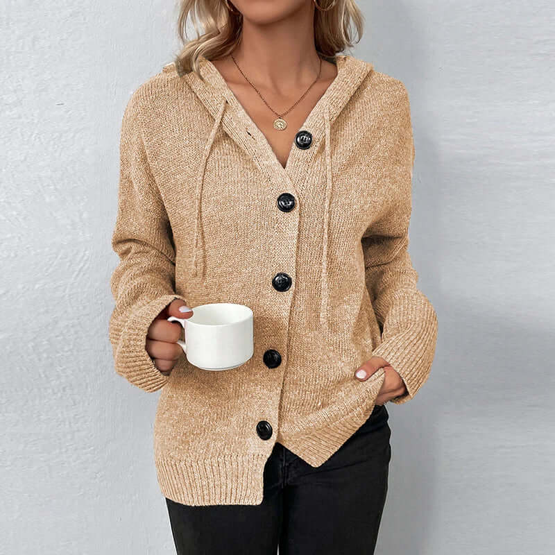 Women's Hooded Knitted Cardigan - Cozy & Warm