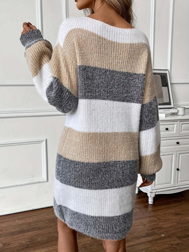 Women's Relaxed Fit Striped Knit Sweater Dress