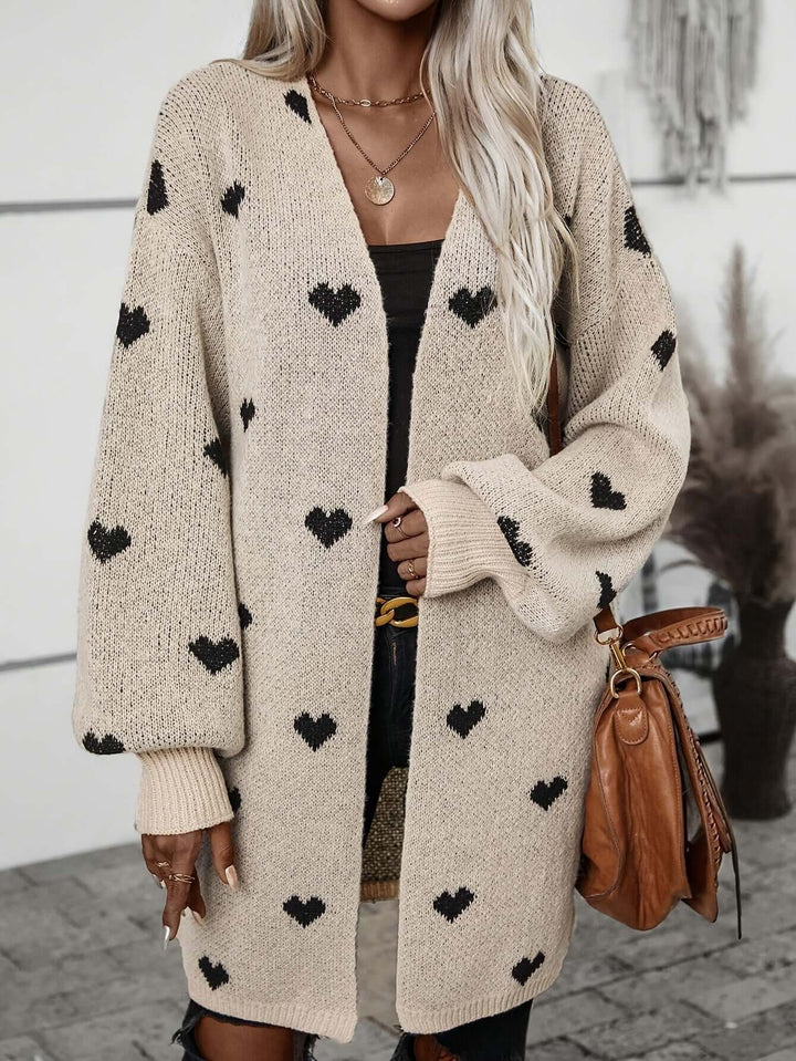 Women's Soft Knit Cardigan with Heart Pattern