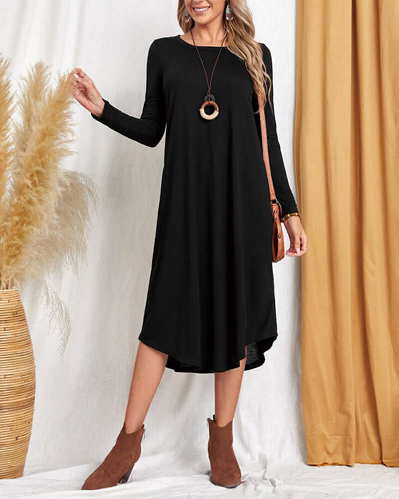 Cozy Long-Sleeve Knit Winter Dress