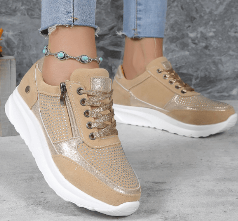 Women's Casual Sneakers: Lace-Up & Zip Closure