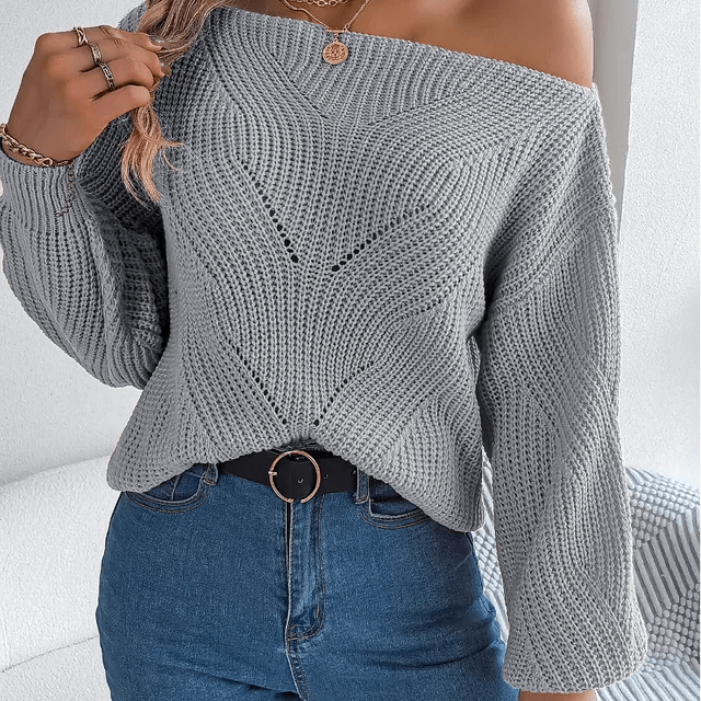 Women's Off-Shoulder Knit Sweater: Cozy & Stylish