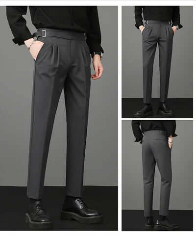 Men's Slim Fit Ankle-Length Formal Trousers