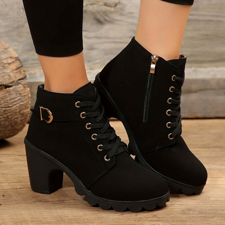 Women's Ankle Boots: Block Heel, Lace-Up, Zipper, Buckle