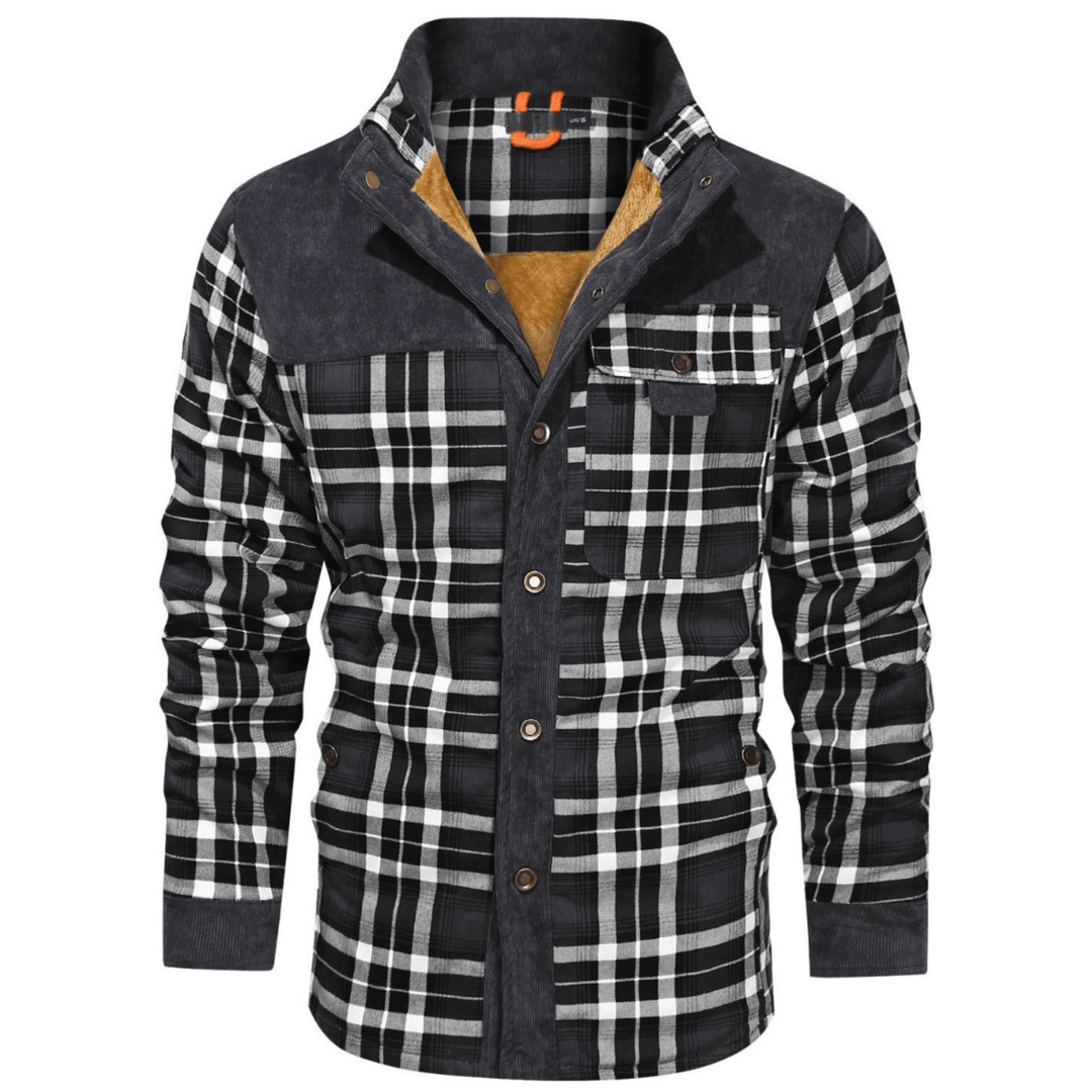 Men's Retro Plaid Fleece Jacket - Warm & Stylish