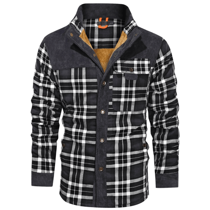 Men's Retro Plaid Fleece Jacket - Warm & Stylish
