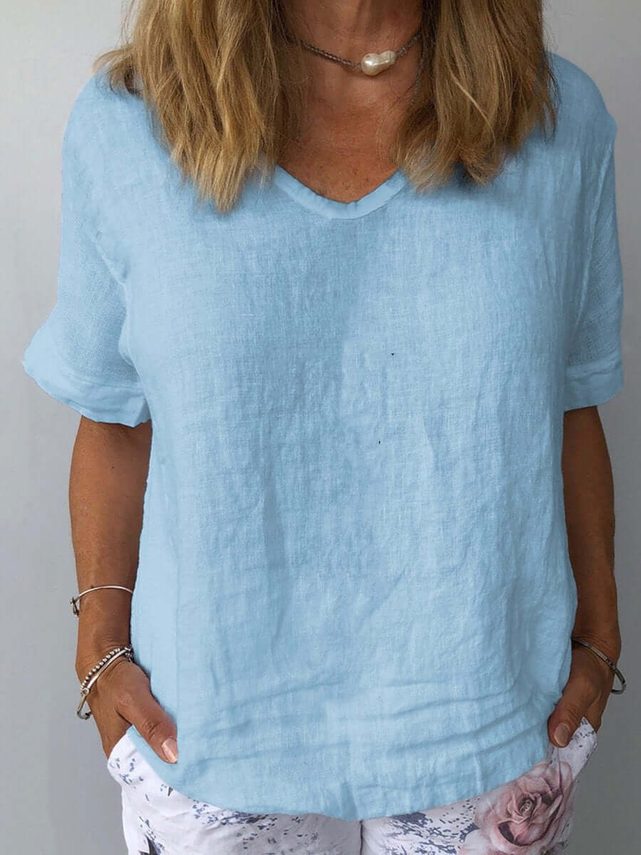 Women's Relaxed Cotton Linen Summer Top