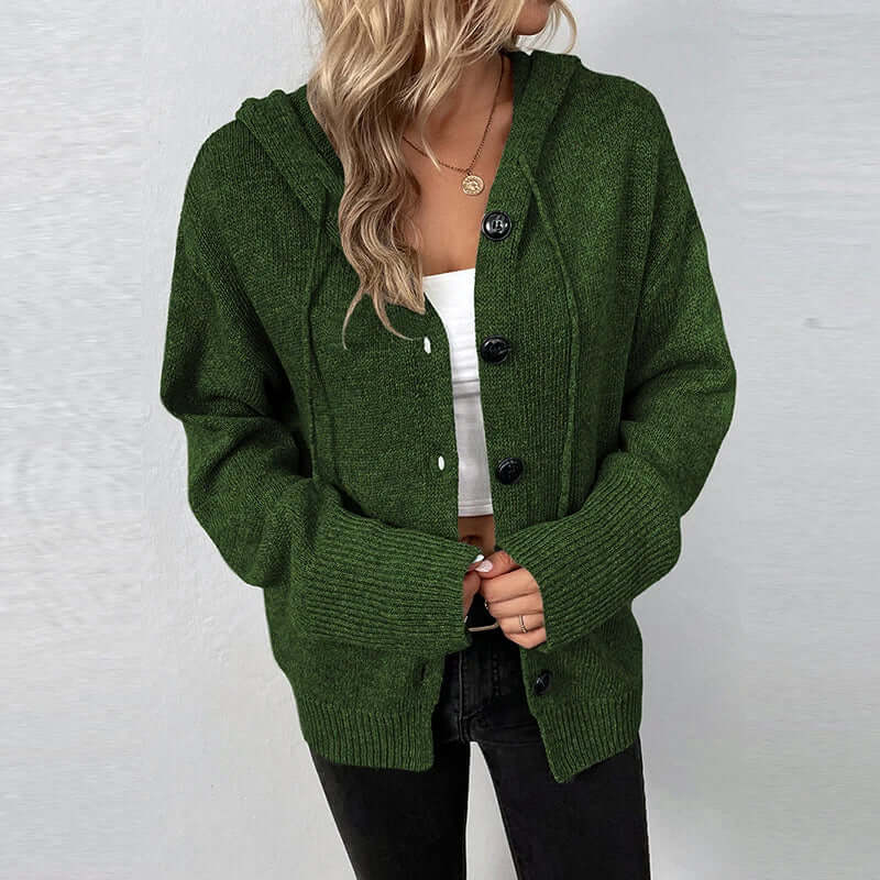 Women's Hooded Knitted Cardigan - Cozy & Warm