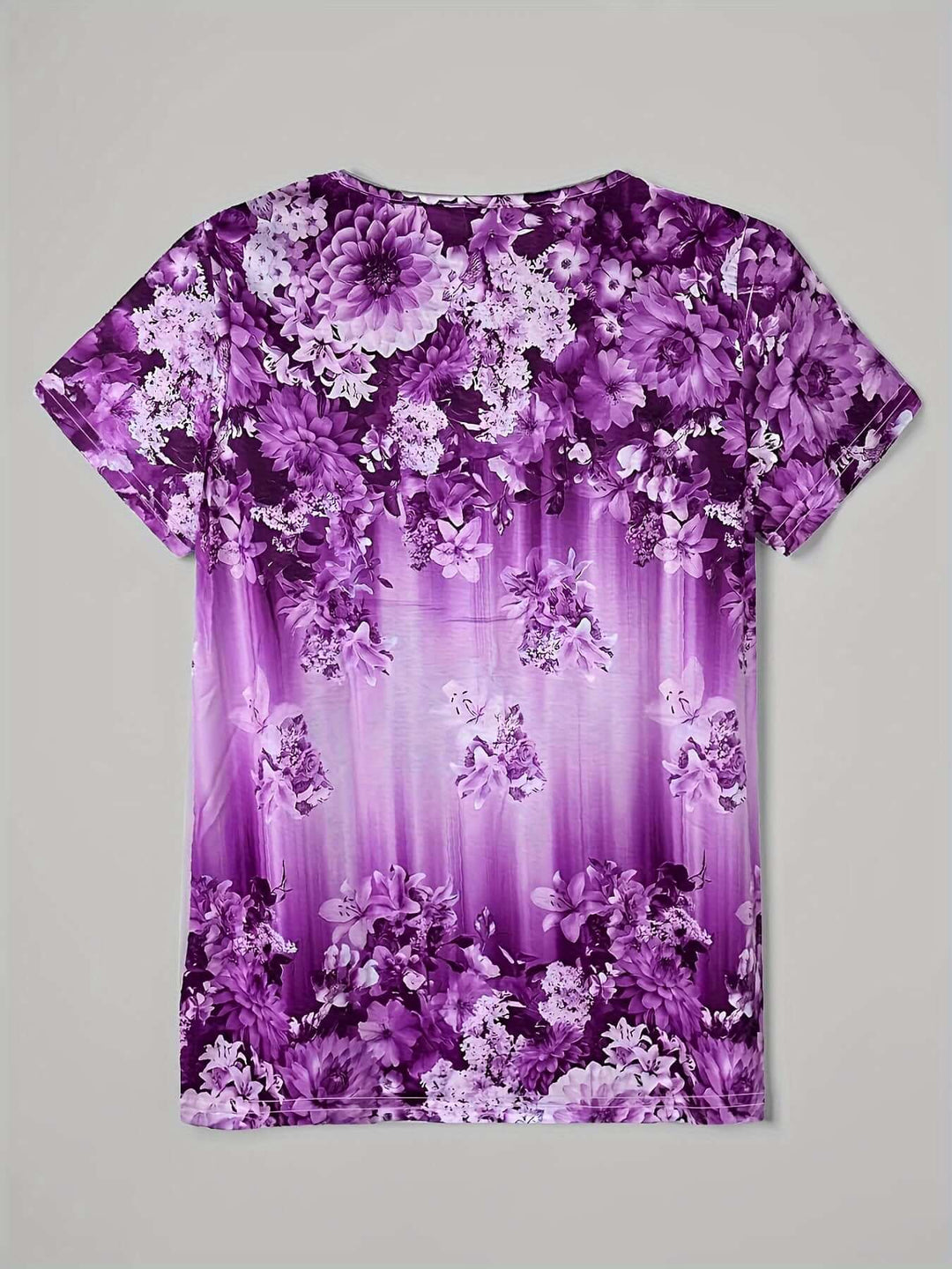 Women's Floral V-Neck Blouse, Relaxed Fit, Short Sleeves