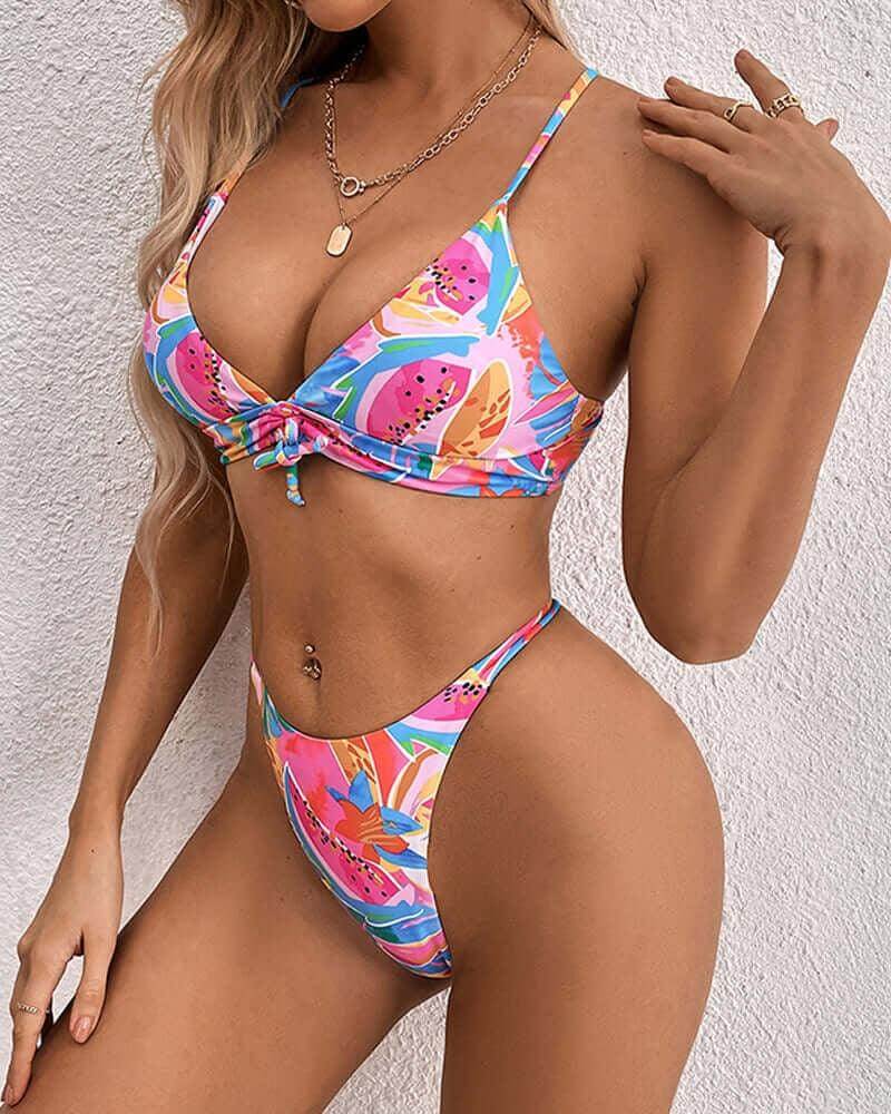 Women's Tropical Print Two-Piece Swimsuit