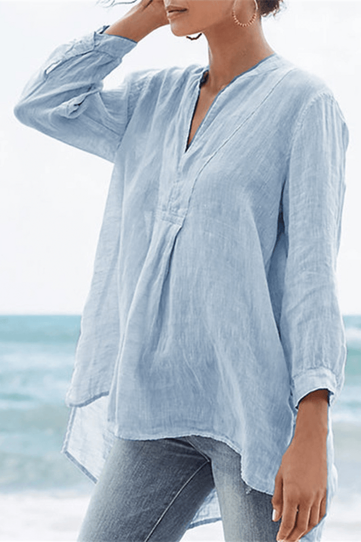 Women's Casual Patchwork V-Neck Top