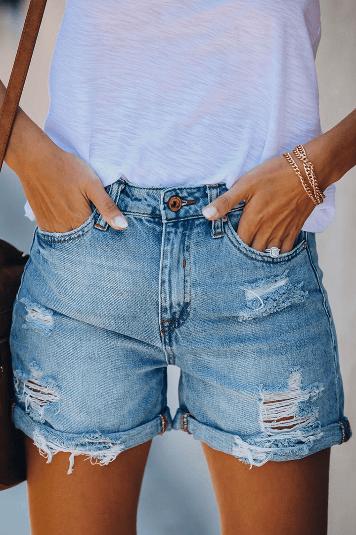 Women's Ripped & Fringed Denim Shorts: Summer Style