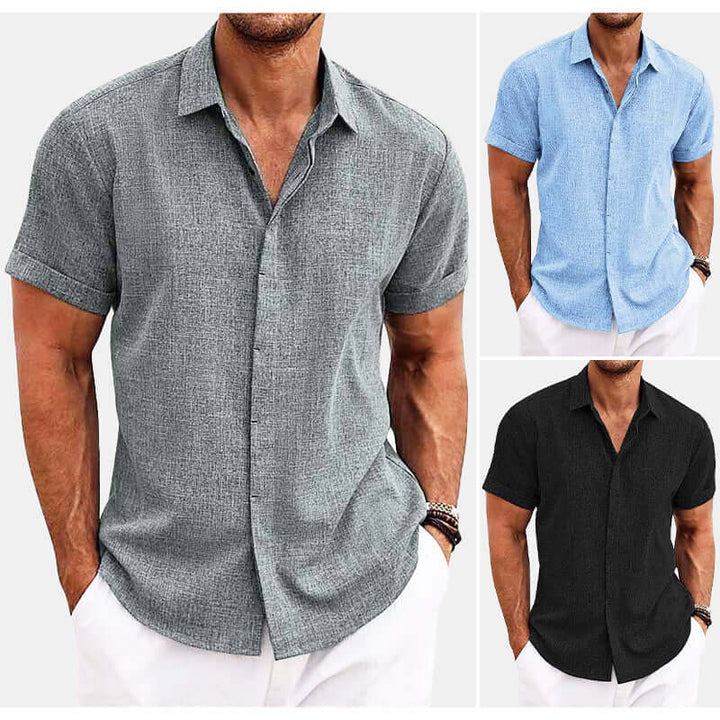 Men's Relaxed Fit Short Sleeve Shirt: Breathable Cotton Blend
