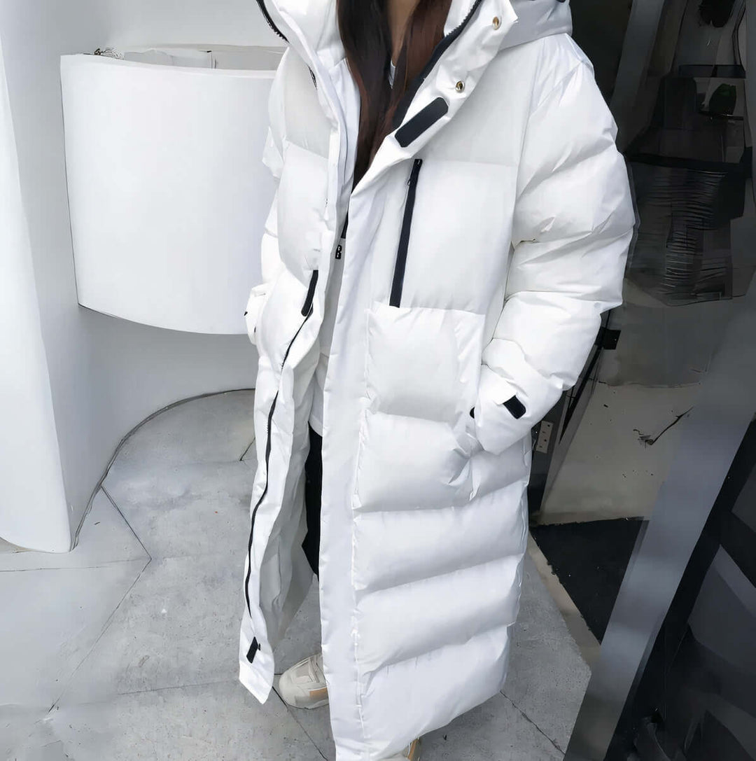 Women's Long Puffer Coat with Hood: Warm & Stylish Winter Jacket