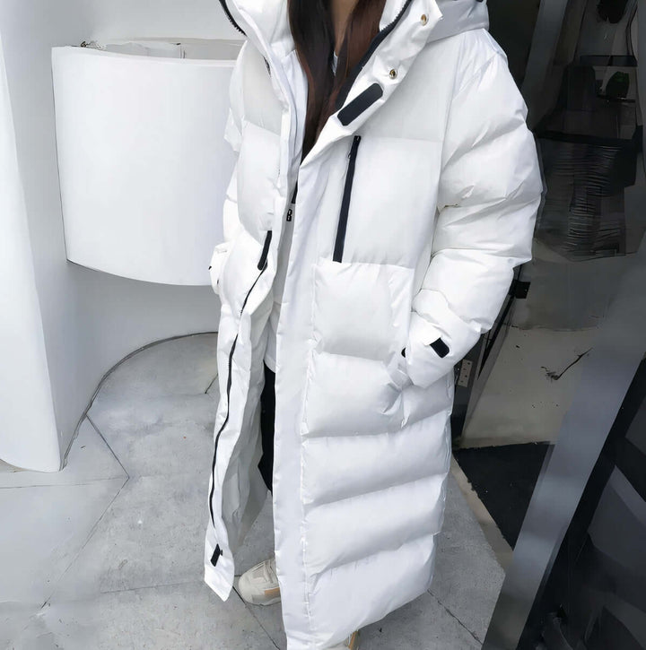 Women's Long Puffer Coat with Hood: Warm & Stylish Winter Jacket