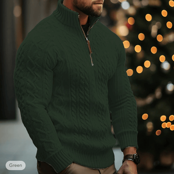 Men's Half-Zip Cotton Blend Pullover: Breathable & Versatile