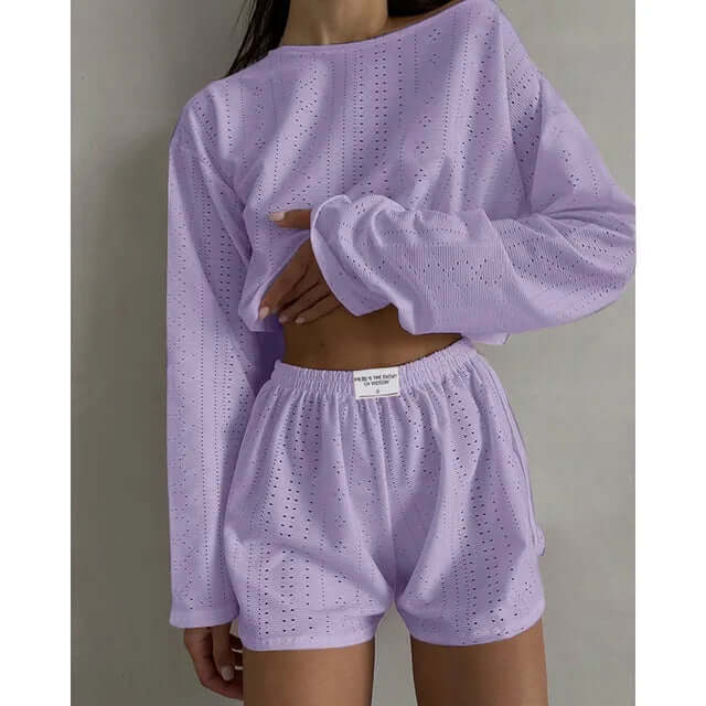 Women's Summer Eyelet Knit Lounge Set