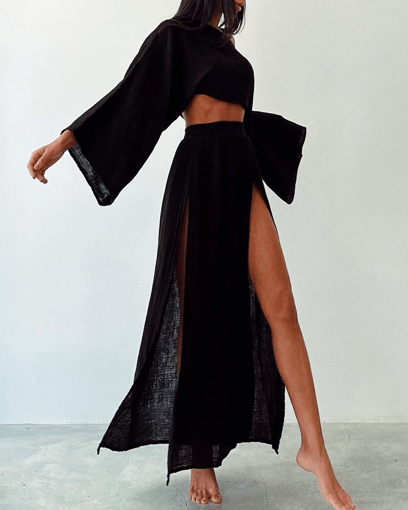 Women's Off-Shoulder Maxi Dress Set