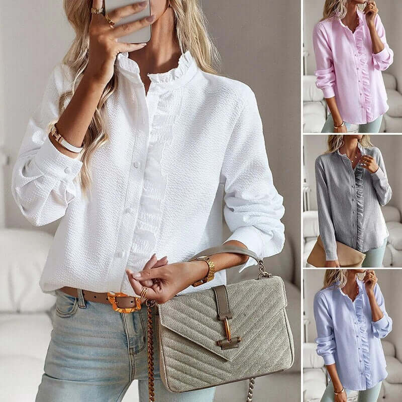 Women's Elegant Striped Long-Sleeve Blouse