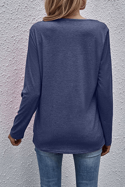 Women's Casual V-Neck Long Sleeve Top
