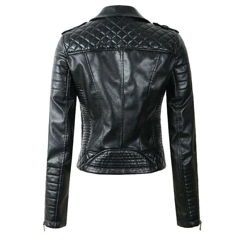 Women's Quilted Faux Leather Biker Jacket