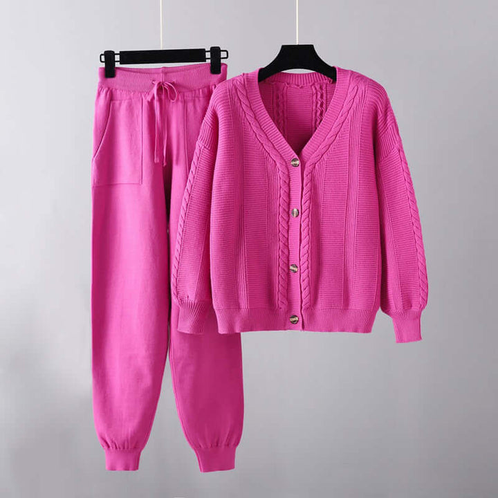 Women's V-Neck Pants and Jacket Set: Stylish & Comfortable Outfit
