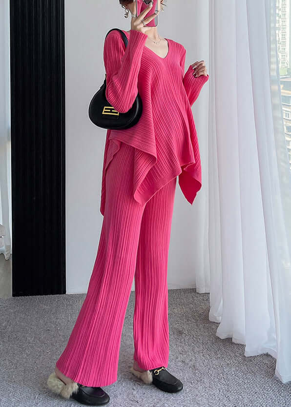 Women's Loose Asymmetrical Patchwork Cotton Two-Piece Set