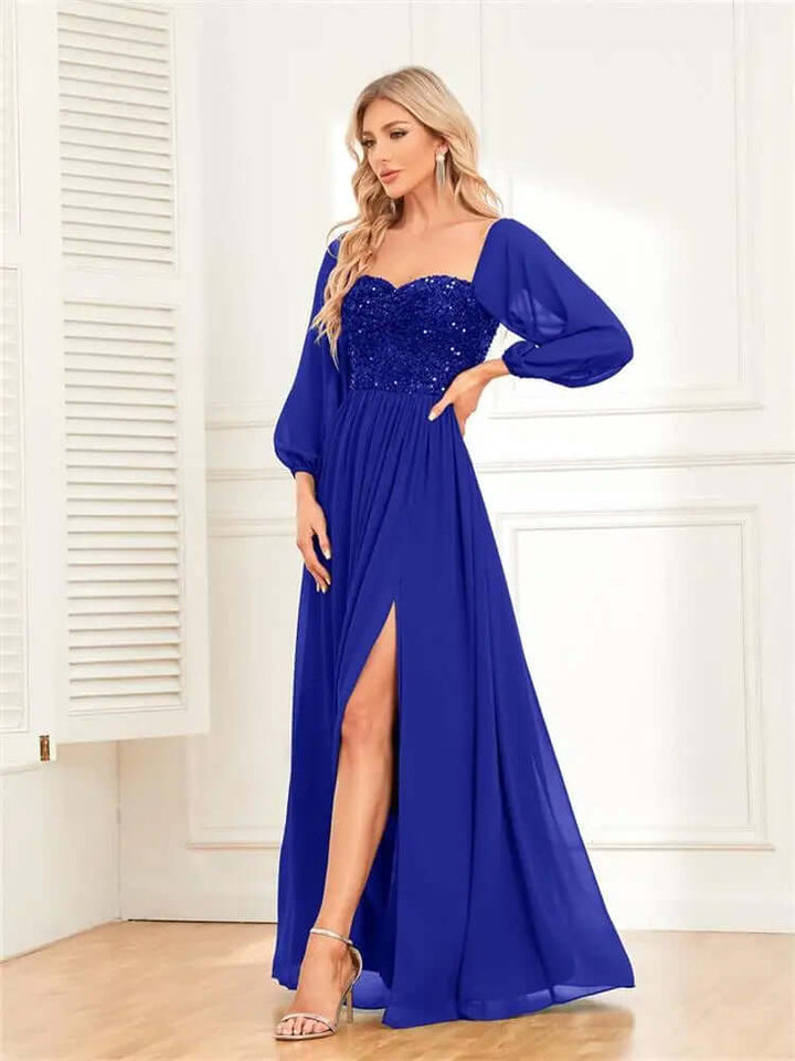 Elegant Evening Gown: Off-Shoulder Sequin Prom Dress