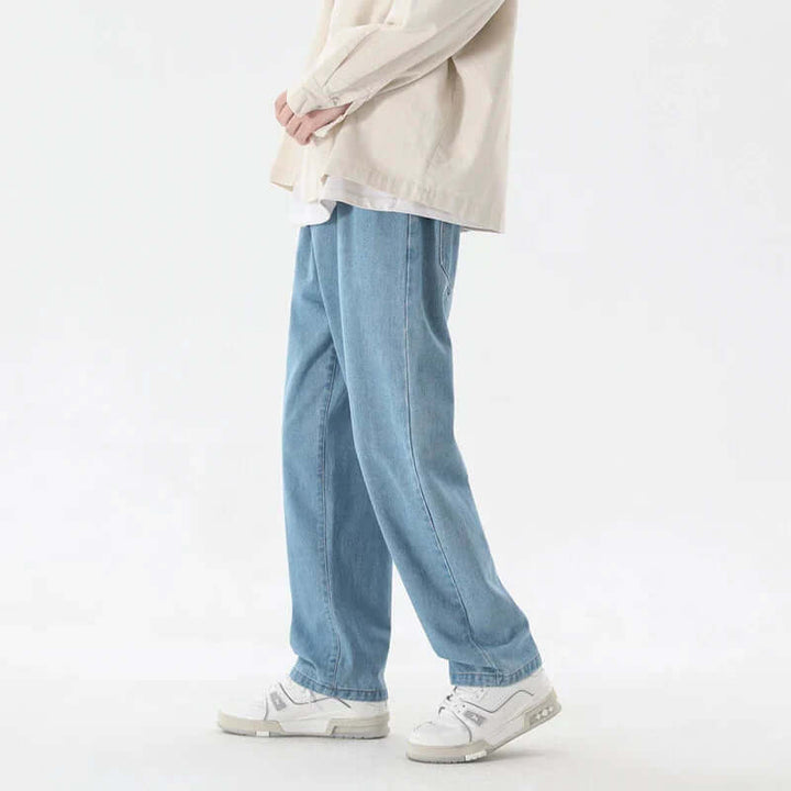Men's Relaxed Fit Straight Leg Jeans: Durable Denim
