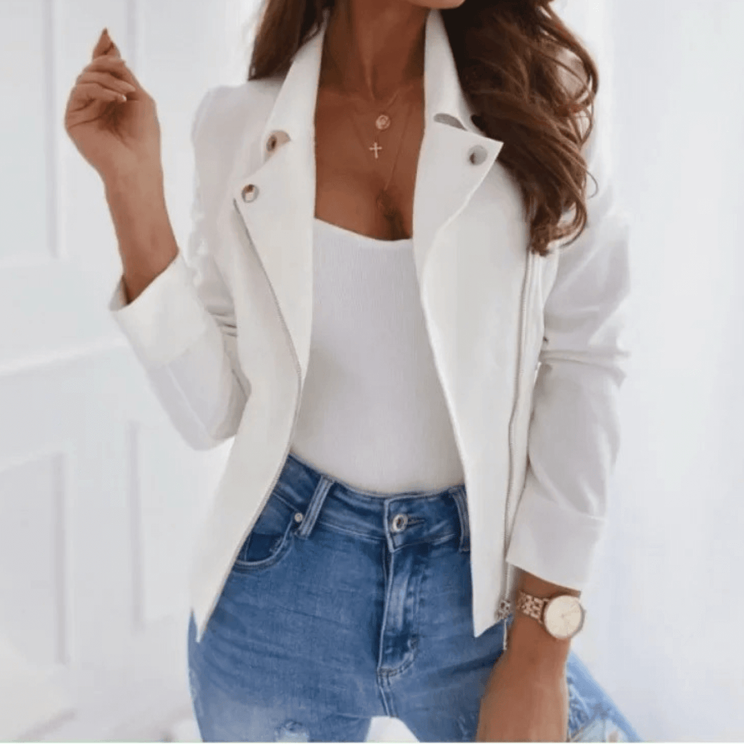 Women's Leather Jacket: Turn-Down Collar