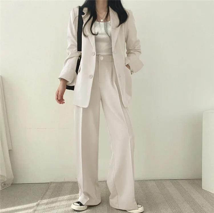 Women's Smart Casual Suit: Oversized Blazer & High-Waisted Trousers