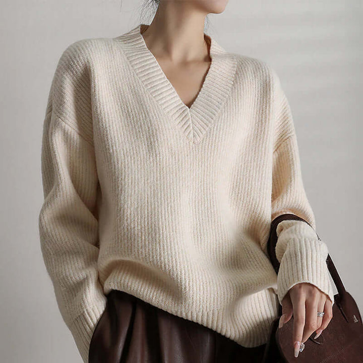 Women's Oversized Turtleneck Sweater: Long Sleeve Ribbed Knit