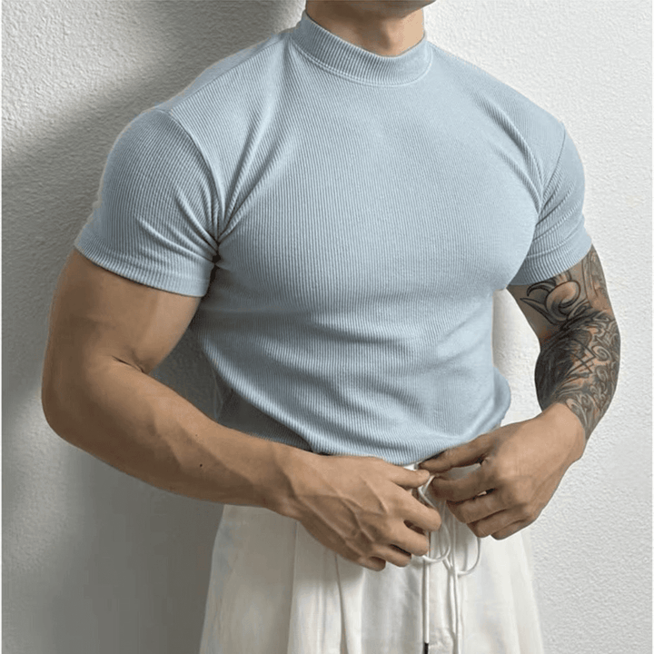 Men's Short Sleeve Ribbed Knit Top
