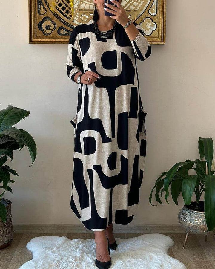 Women's Printed Long Sleeve Dress